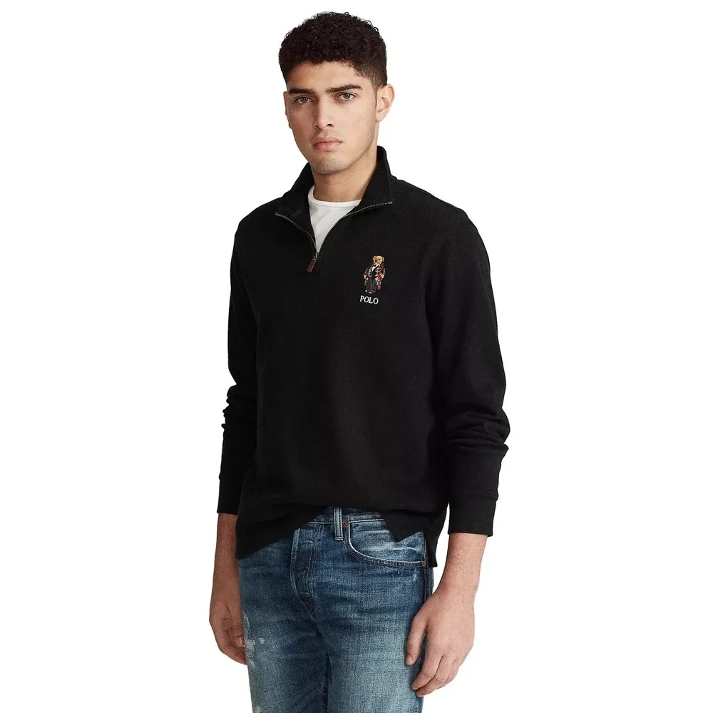 Polo Ralph Lauren Men's Preppy Bear Estate Rib Pullover Black‎ Size Medium NEW